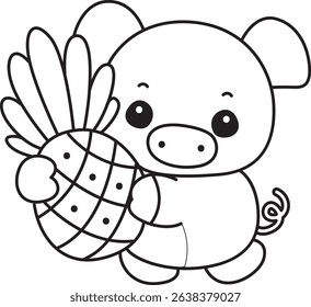 Coloring pages of Illustration of cute pig icon.
outline of baby pig bring a pineapple
