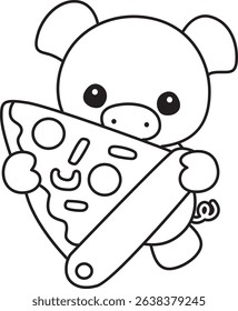 Coloring pages of Illustration of cute pig icon.
outline of baby pig bring a pizza
