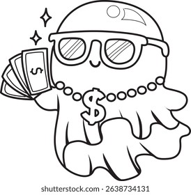 Coloring pages of Illustration of cute white ghost icon.
outline of ghost bring a money 