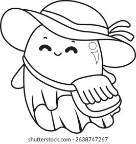 Coloring pages of Illustration of cute white ghost icon.
outline of ghost wearing a beach costume
