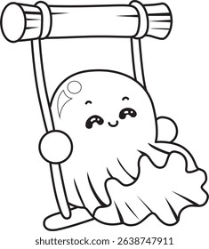 Coloring pages of Illustration of cute white ghost icon.
outline of ghost playing a swing
