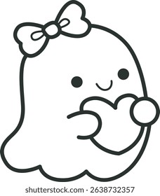 Coloring pages of Illustration of happy halloween icon.
outline of baby ghost bring a love sign
