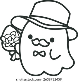Coloring pages of Illustration of happy halloween icon.
outline of baby ghost bring a rose bouquette
