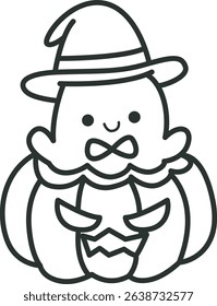 Coloring pages of Illustration of happy halloween icon.
outline of baby ghost in the pumpkin