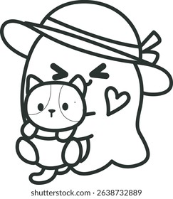 Coloring pages of Illustration of happy halloween icon.
outline of baby ghost bring a kitten
