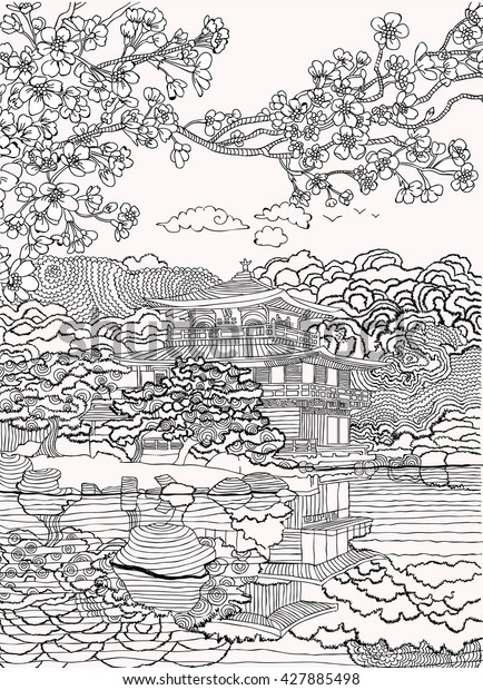 Coloring Pages Japan Stock Vector Royalty Free 427885498