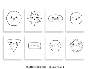 Coloring Pages Kawaii  Geometric Vector Background Illustration 
