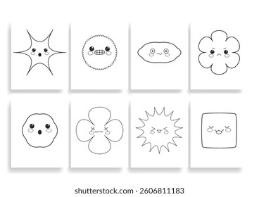 Coloring Pages Kawaii  Geometric Vector Background Illustration 