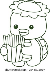 Coloring pages of Kawaii japanese mythology Kappa sticker cute. Outline of Cute kappa mascot ghost japanese. outline of Kappa bring a french fries