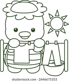 Colorir páginas de Kawaii mitologia japonesa Kappa adesivo bonito. Contorno de Kappa bonito mascote fantasma japonês. contorno de Kappa seco e limpar as roupas 