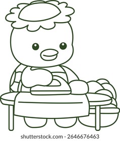 Colorir páginas de Kawaii mitologia japonesa Kappa adesivo bonito. Contorno de Kappa bonito mascote fantasma japonês. contorno de Kappa passar as roupas