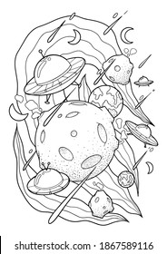 Coloring Pages For Kids About Planets And Ufo