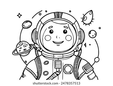 Coloring pages for kids of a astronaut