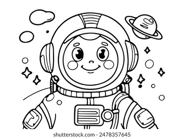 Coloring pages for kids of a astronaut