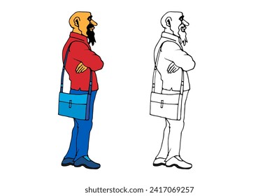Coloring pages for kids with business people, cartoon style