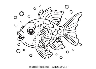 Coloring Pages for Kids, Fish Vector Coloring Pages