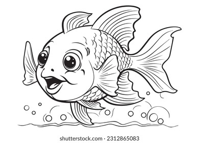 Coloring Pages for Kids, Fish Vector Coloring Pages