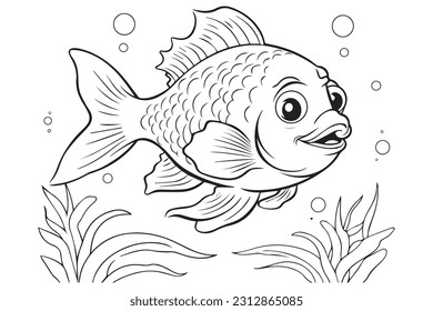 Coloring Pages for Kids, Fish Vector Coloring Pages
