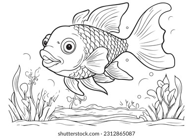 Coloring Pages for Kids, Fish Vector Coloring Pages