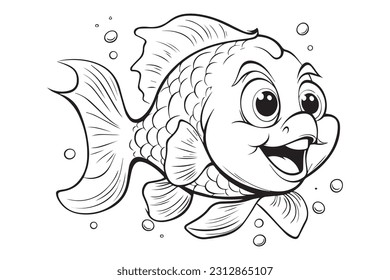 Farbseiten für Kinder, Fisch-Vektorfarbseiten