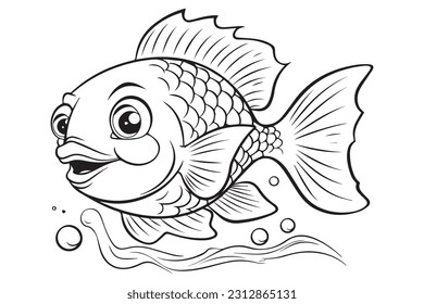 Coloring Pages for Kids, Fish Vector Coloring Pages