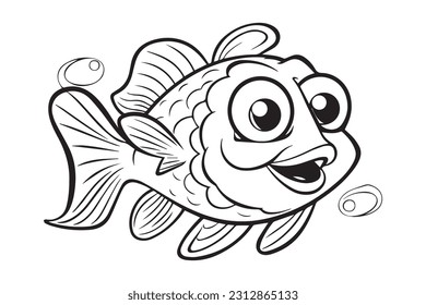 Páginas de color para niños, páginas de color de vectores de peces
