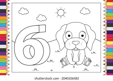 Coloring Pages Kids Number Animal Cartoon Stock Vector (Royalty Free