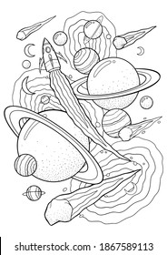 Coloring pages for kids rockets   planets