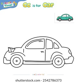 Coloring pages and learning the alphabet with car. Educational game for children. fun activities for children to play and learn.