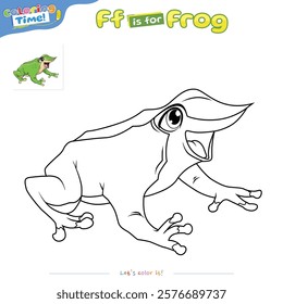 Coloring pages and learning the alphabet with Darwin Frog cartoons. Coloring page for kids. Educational game for children. fun activities for children to play and learn.