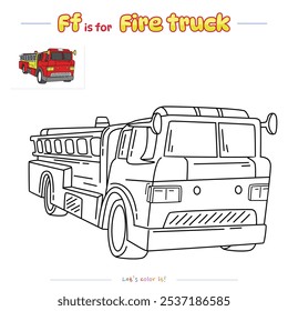 Coloring pages and learning the alphabet fire truck. Educational game for children. fun activities for children to play and learn.