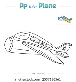 Coloring pages and learning the alphabet with plane. Educational game for children with plane. fun activities for children to play and learn.