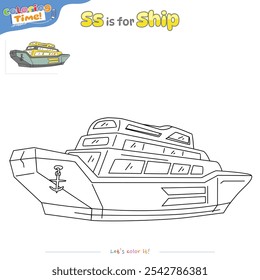 Coloring pages and learning the alphabet Ship. Educational game for children. fun activities for children to play and learn.