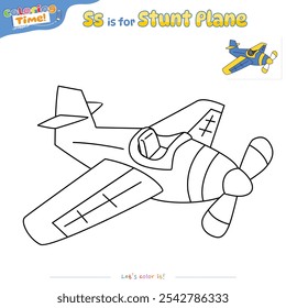 Coloring pages and learning the alphabet with stunt plane. Educational game for children. fun activities for children to play and learn.