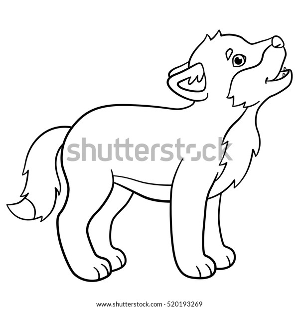 coloring pages little cute baby wolf stock vector royalty