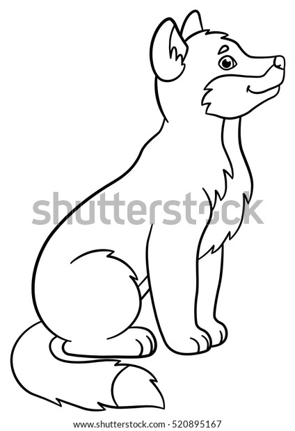 coloring pages little cute baby wolf stock vector royalty