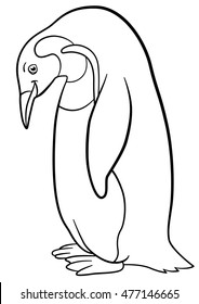 Coloring pages. Little cute penguin stands and smiles.