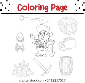 Coloring pages miner tools collection set