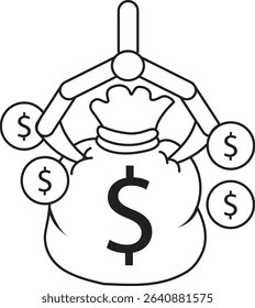 Coloring pages of money and finance collection. excavator bring a lot of money

