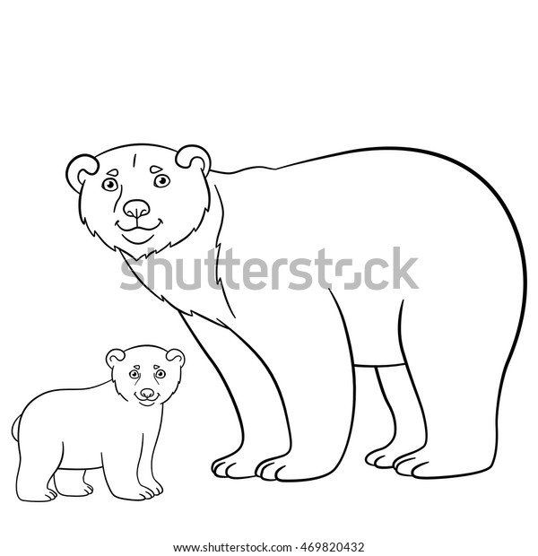 Coloring Pages Mother Bear Stands Her Stock Vector (Royalty Free ...