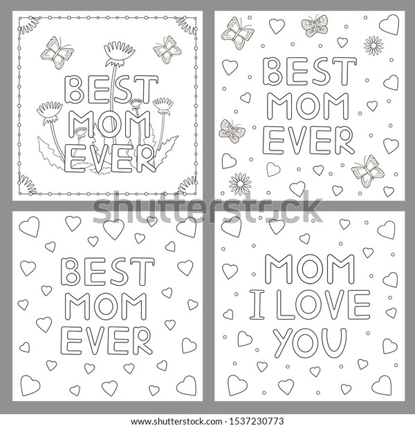 Coloring Pages Mother Day Cards Flowers Stock Image