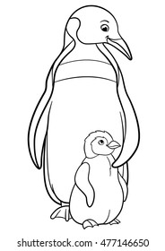 Coloring Pages Little Cute Baby Penguin Stock Vector (Royalty Free ...