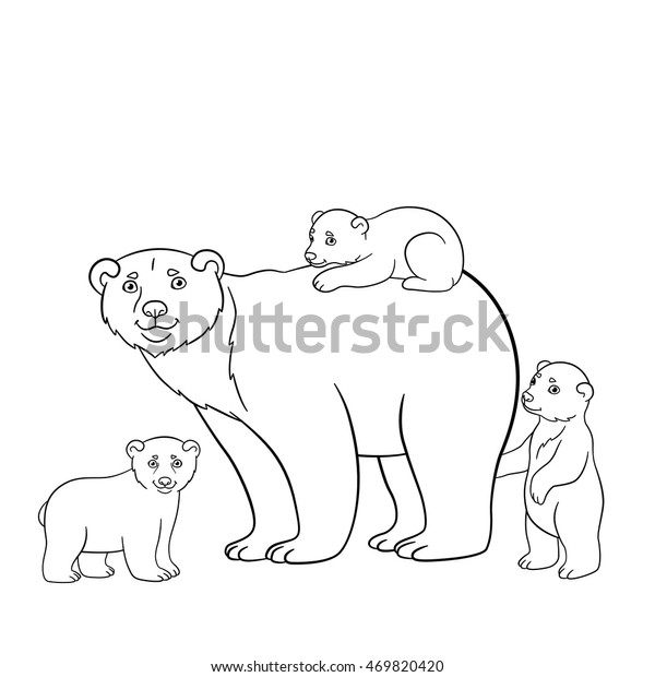 Coloring Pages Mother Polar Bear Stands Stock Vector (Royalty Free ...