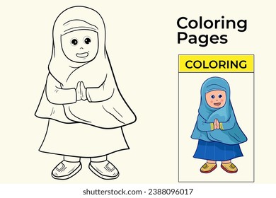 Coloring pages Outline Cute children are jumping happily. flat design style minimal vector