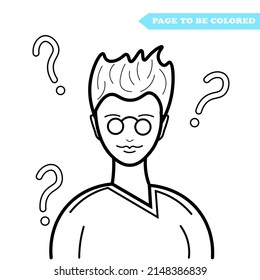 Coloring pages with people, trendy illustration for kids. Hand drawn coloring book. One line coloring cartoon vector illustration.