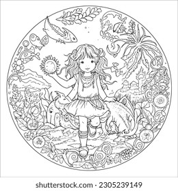  coloring pages to print for adults, a drawing of a castle and other things for coloring, in the style of monstrous surrealism, playful cartoonish illustrations, highly detail