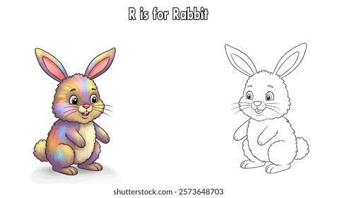 Coloring Pages of a Rabbit and R is for rabbit words.