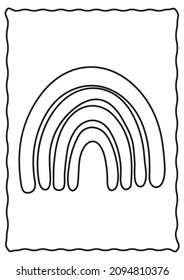 Coloring Pages Rainbow Bohemian Illustration Hand Drawn Drawing Minimalist Doodle Printable Vector 