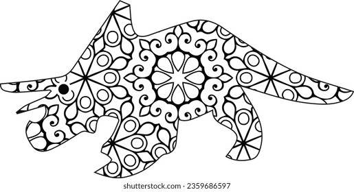 Coloring pages set with fantasy floral dinosaurs,oloring pages set with fantasy floral dinosaurs. Tyrannosaurus T-rex and triceratops with flowers.