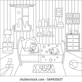 Coloring pages Sleeping girl 